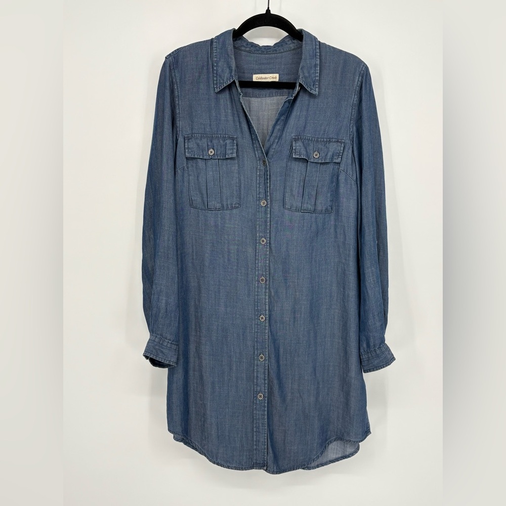 COLDWATER CREEK Shirt Tunic Dress Blue Denim Women’s Small